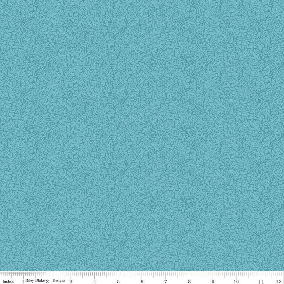 York Fern - Quilting Cotton Fabric - Hydrangea Blue