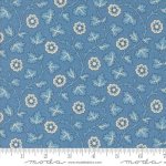 Sally's Stitches - Quilting Cotton Fabric - Floral Scatter - Prussian Blue