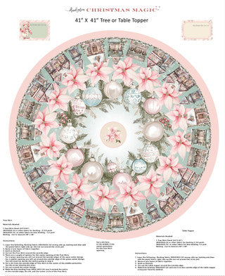 Christmas Magic - Quilting Cotton Fabric Panel - Tree Skirt Panel - Light Blue