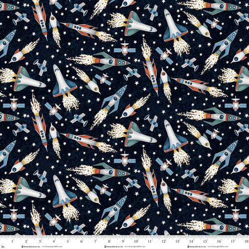 Milky Way - Quilting Cotton - Tossed Stars - Navy