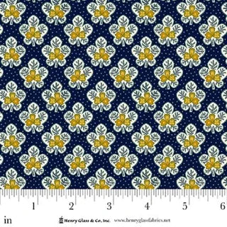 Love Struck - Quilting Cotton Fabric - Leafy Blossoms - Blue