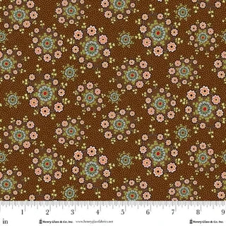 Love Struck - Quilting Cotton Fabric - Daisy Wreaths - Brown