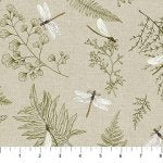Natural Elements - Quilting Cotton Fabric - Dragonfly - Taupe/Green