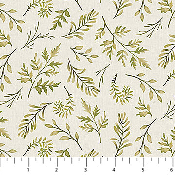 Natural Elements - Quilting Cotton Fabric - Mini Fern - Cream/Green
