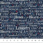 Stars and Stripes 13 - Quilting Cotton Fabric - Navy Words