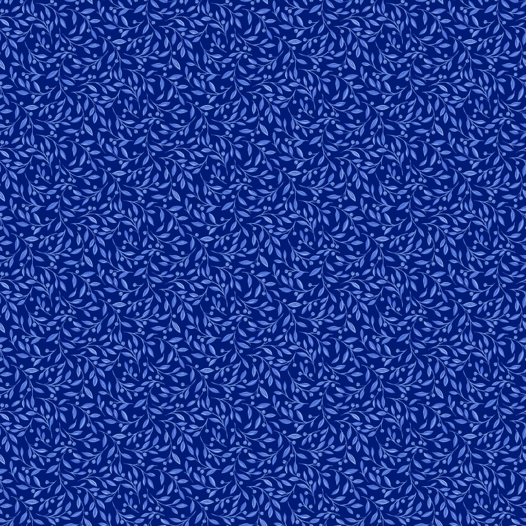 Delft Dynasty - Quilting Cotton Fabric - Leaf Trail - Blue