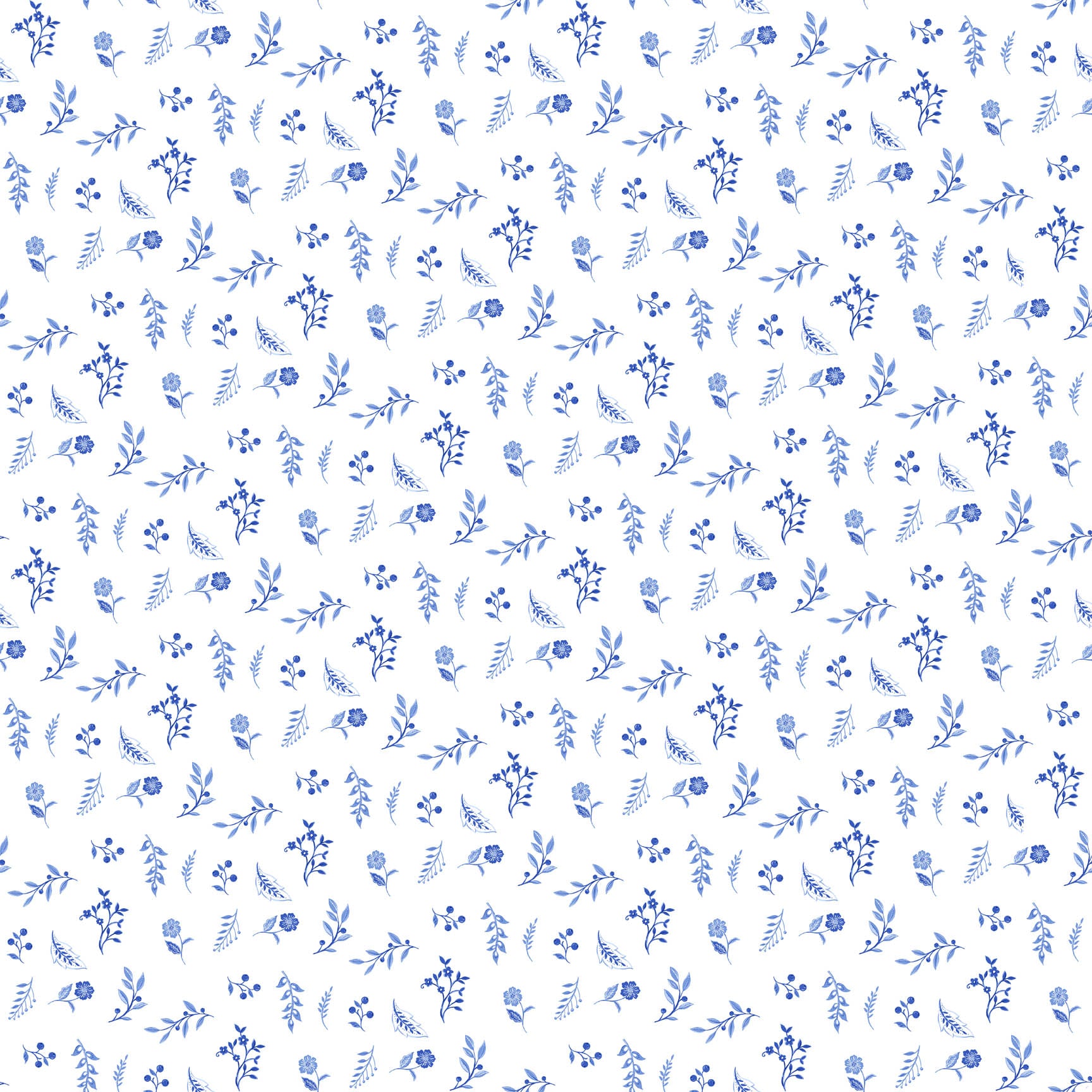 Delft Dynasty – Quilting Cotton Fabric – Flower Toss – Blue