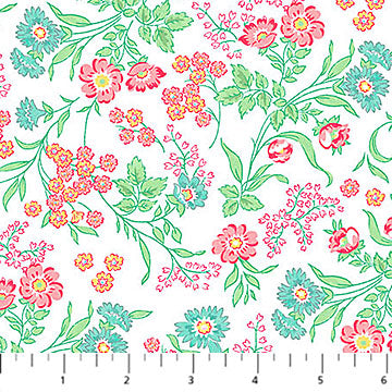 Quilting In Bloom - Quilting Cotton Fabric - Floral Trail - White Multi