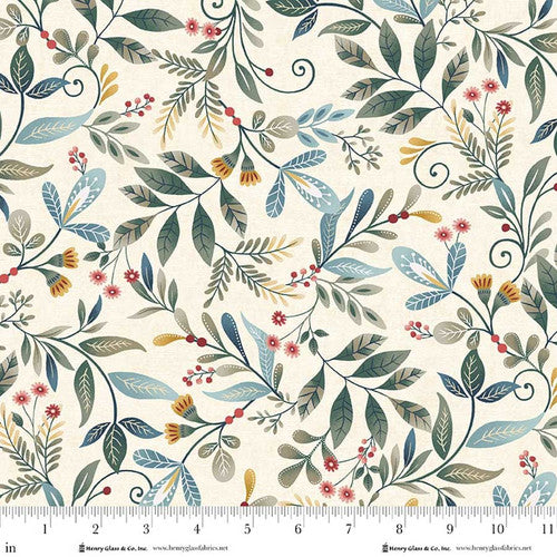 Norwegian Forest - Quilting Cotton - Forest Foliage - Cream