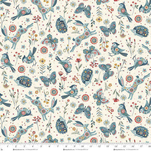 Norwegian Forest - Quilting Cotton - Woodland Character Toss - Cream