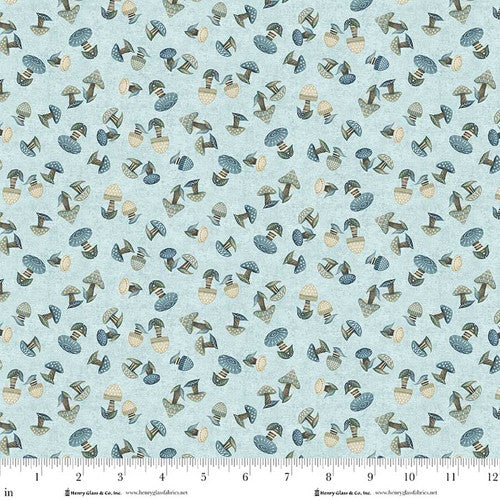 Norwegian Forest - Quilting Cotton - Mushroom - Pale Blue