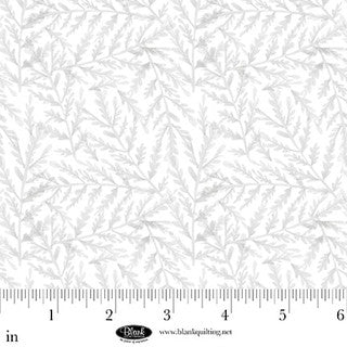 Petals & Pewter – Quilting Cotton Fabric – Tiny Branches - White