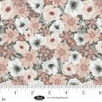 Petals & Pewter – Quilting Cotton Fabric – Allover Floral - Dusty Rose