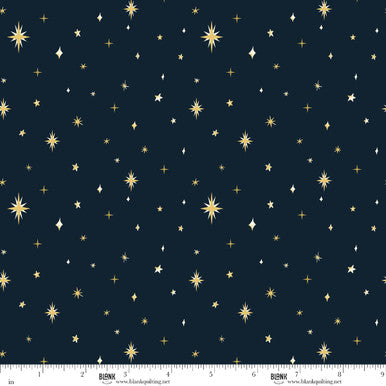Silent Night - Quilting Cotton Fabric - Stars - Navy