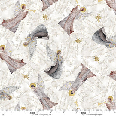 Silent Night - Quilting Cotton Fabric - Angels - Sliver