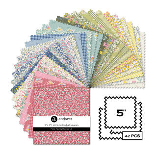 Petite Fleur -Precut Fabric - 5" X 5" Squares
