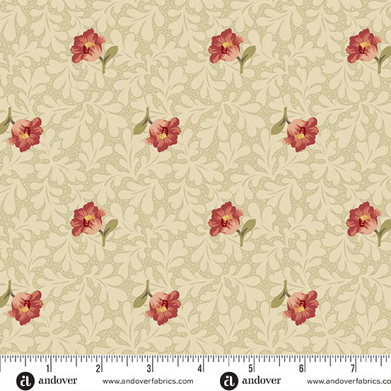 Laundry Line - Quilting Cotton Fabric - Buttercup - Cream Red