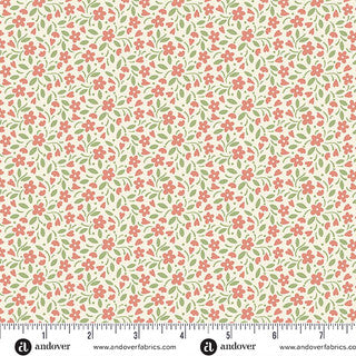 Heartland – Quilting Cotton – Hearts and Flowers – Azalea