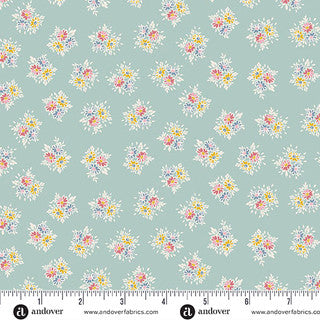 Petite Fleur - Quilting Cotton - Posy - Teal