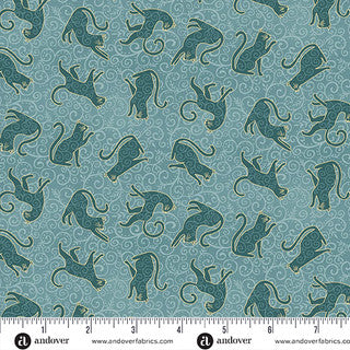 Charmed - Quilting Cotton Fabric - Whiskers Teal