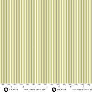Petite Fleur - Quilting Cotton - Pin Stripe - Green Mid