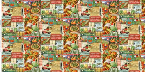Farm and Garden - Quilting Cotton Fabric - Farm and Garden Collage Novelty - Garden