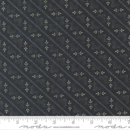 Wheatland - Quilting Cotton Fabric - Arbor Vine Stripes - Cornflower Dark Blue