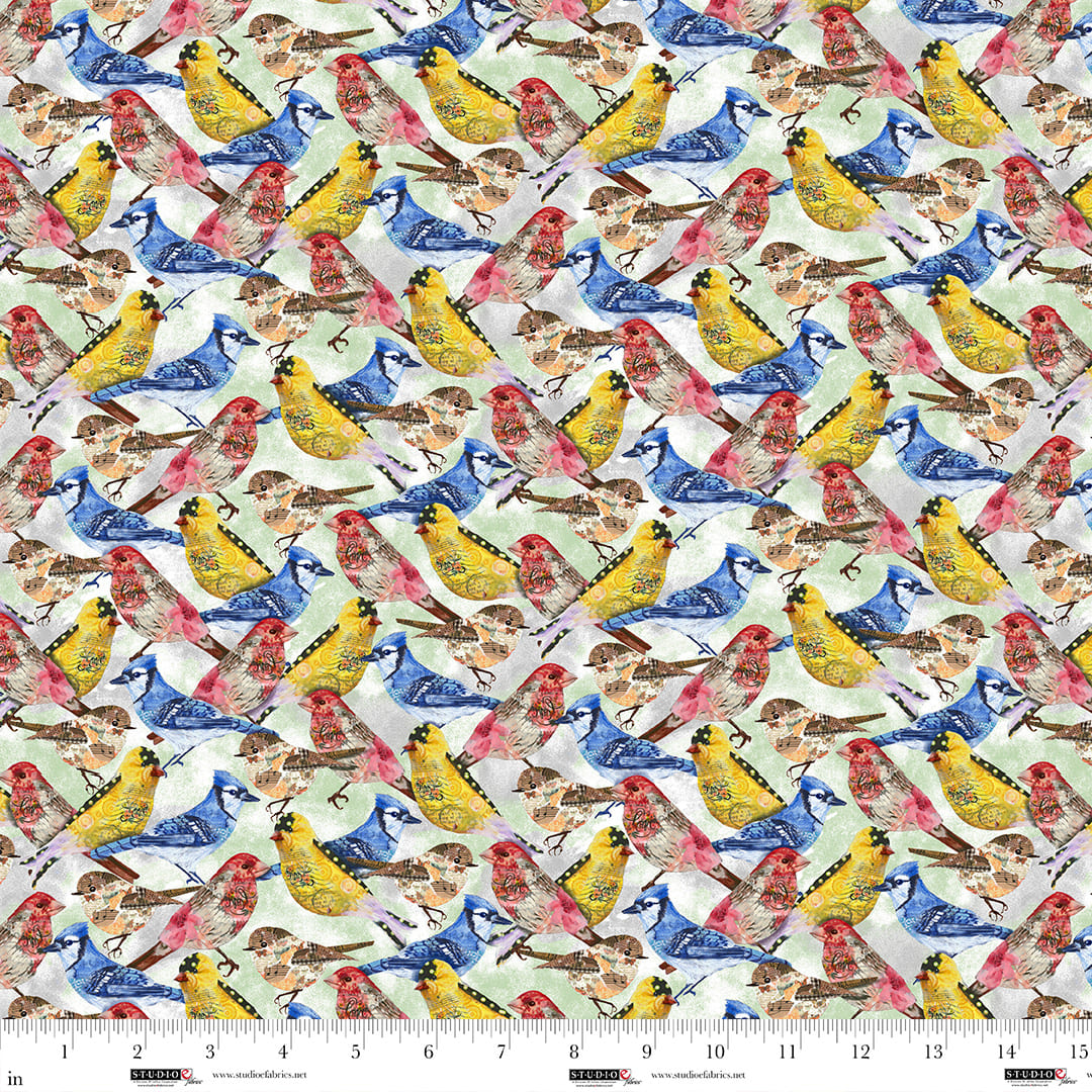 Air Mail – Quilting Cotton Fabric – Bird Crowd – Multi