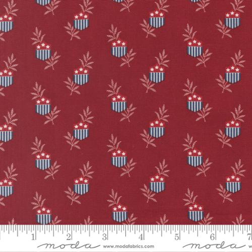 American Gatherings III - Quilting Cotton Fabric - Star Shield - Deep Crimson