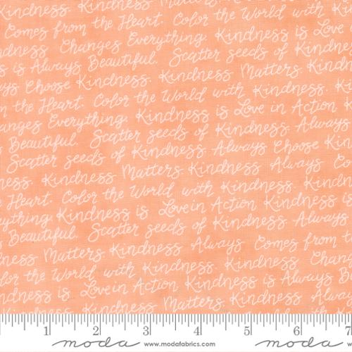 Kindness - Quilting Cotton - Text - Coral