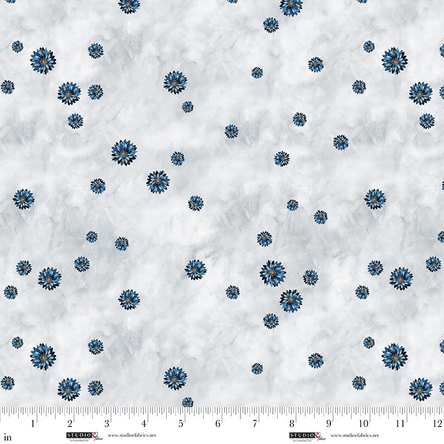 Behind Blue Eyes – Quilting Cotton Fabric – Pearl – White