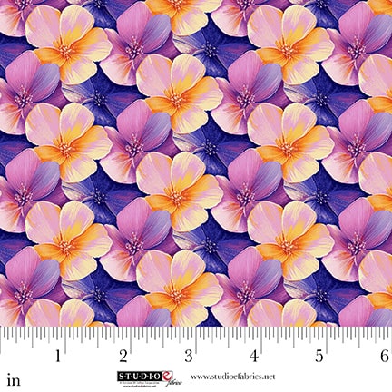 Flower Fusion – Quilting Cotton Fabric – Packed Flowers – Purple
