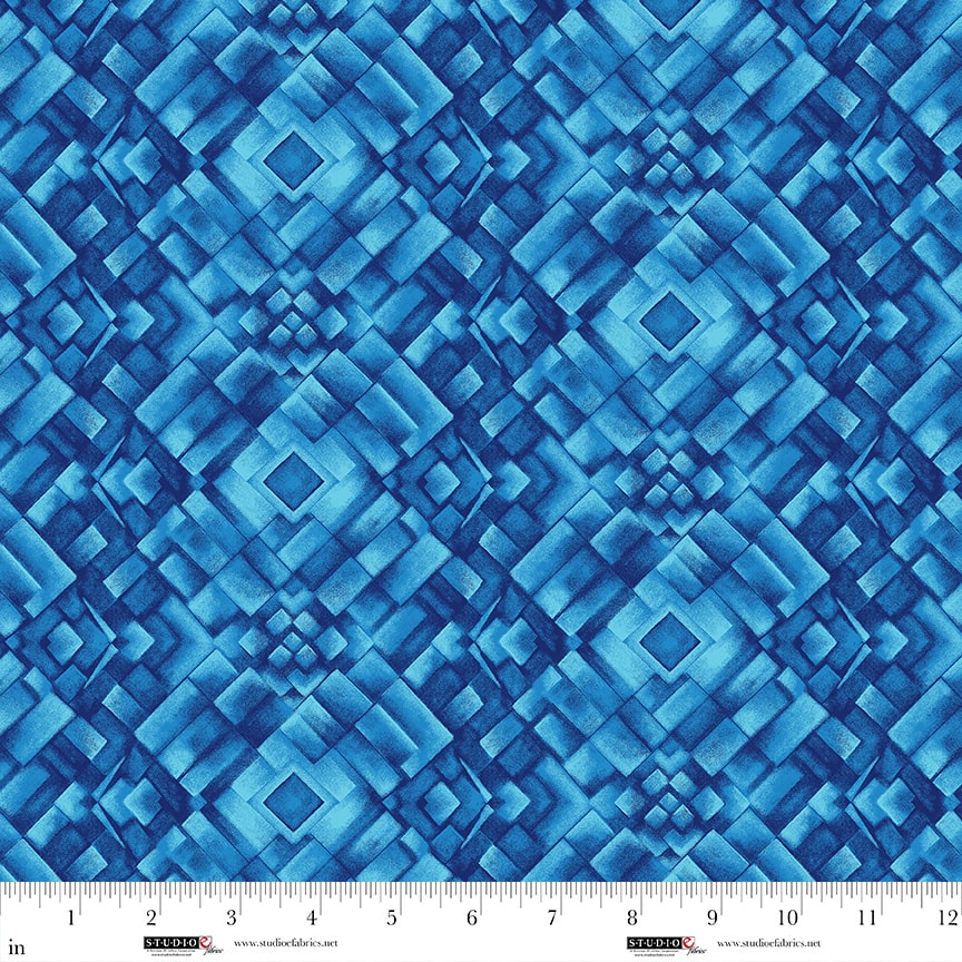 Flower Fusion – Quilting Cotton Fabric – Mosaic – Blue