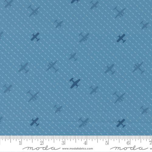 High Flight - Quilting Cotton Fabric - Flight Path Novelty Airplanes - Lake
