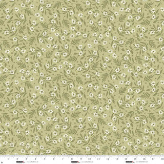 Layla - Quilting Cotton Fabric - Daisy - Dusty Green