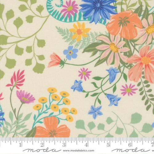 Cannon Beach - Quilting Cotton - Cream - Misty Meadow Large Floral