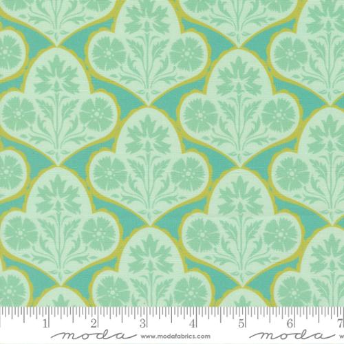 Cannon Beach - Quilting Cotton - Turquoise - Copalis Damask