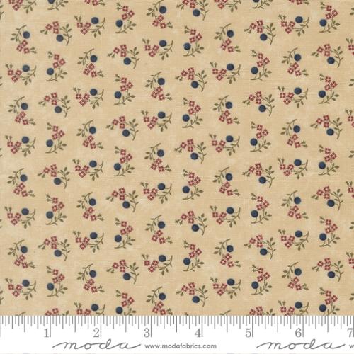 Quail Run - Quilting Cotton Fabric - Blooms and Berries Small Floral - Tan
