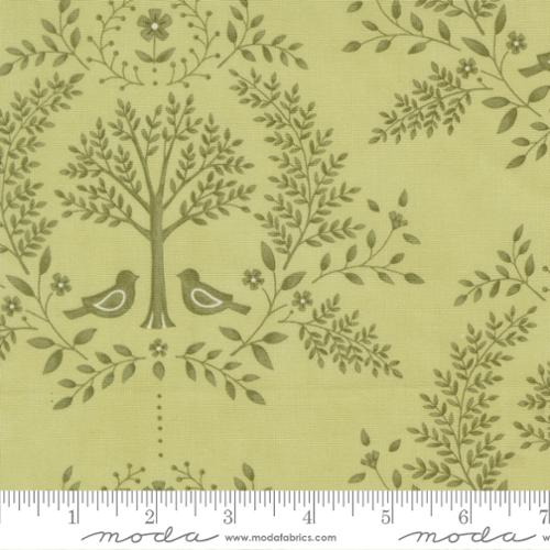 Family Tree - Cotton Quilting Fabric - Damask Damask Birds - Eucalyptus