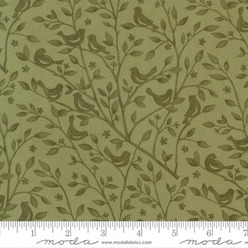 Family Tree - Cotton Quilting Fabric - Birds Branches Monotone Landscape and Nature - Leaf