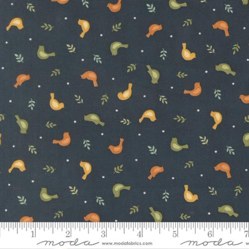 Family Tree - Cotton Quilting Fabric - Tossed Birds Novelty - Night Sky