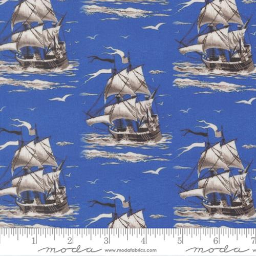 Saltwater - Quilting Cotton Fabric - Smooth Sailing Novelty Ships Vintage - Ocean