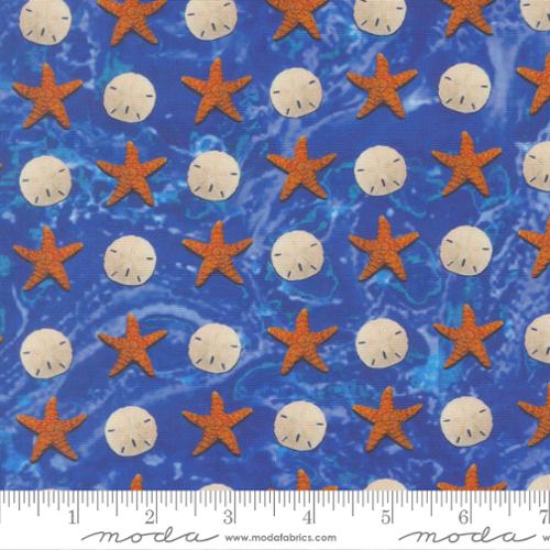 Saltwater - Quilting Cotton Fabric - Sandy Beach Novelty Sand Dollar Starfish - Ocean