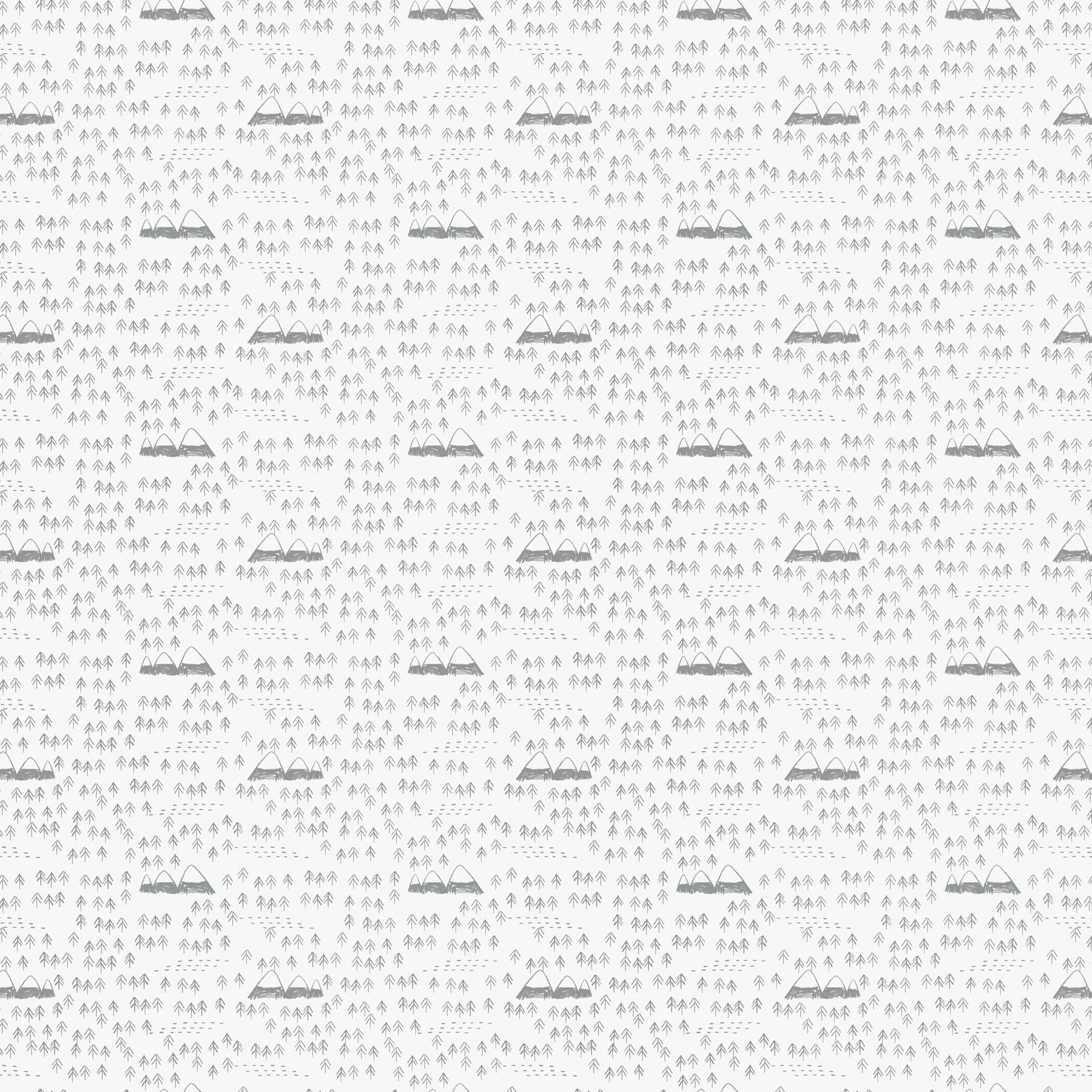 Fossil Folks – Quilting Cotton Fabric – Trees – White