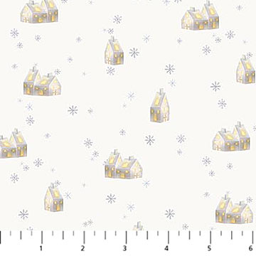 Snowbound - Quilting Cotton Fabric - Houses - Cream