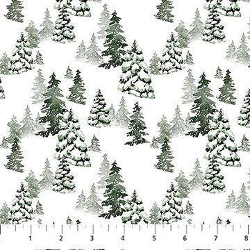 Snowbound - Quilting Cotton Fabric - Trees - White