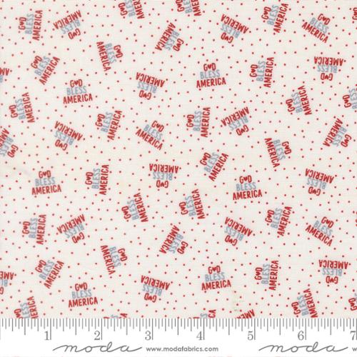 Independence Day - Quilting Cotton - God Bless America Text and Words - Vanilla