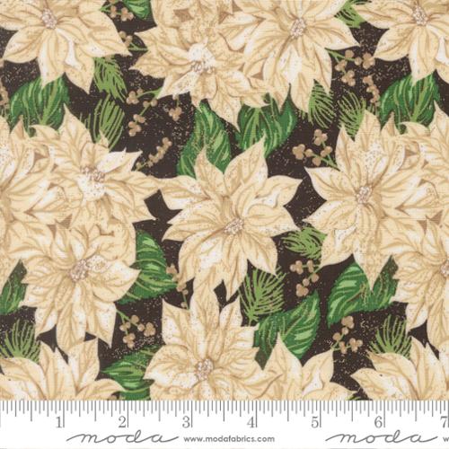 Holiday Cheer - Quilting Cotton Fabric - Vintage Poinsettia Florals - Midnight