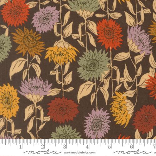 Windfall - Quilting Cotton Fabric - Sunflower Field Florals - Coffee