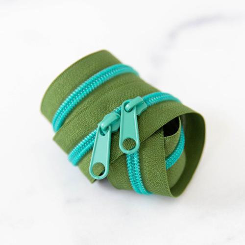 Zipper - 30 Inch Size 5 Zipper - Olive & Teal